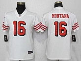 Women Nike 49ers 16 Joe Montana White Color Rush Vapor Untouchable Limited Jersey,baseball caps,new era cap wholesale,wholesale hats